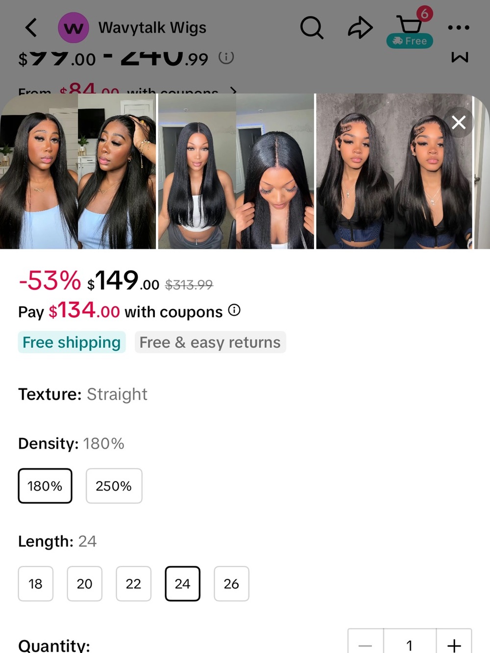 WavyTalk Sleek Straight 9x6 Closure Wig - Natural Black - Picture 6 of 6